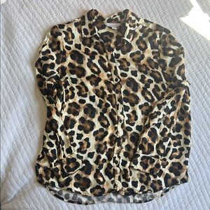 Topshop Leopard Print Button-Down Shirt